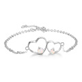 925 Sterling Silber zwei verbundene Herzen Armbänder Schmuck Geschenk für Frauen